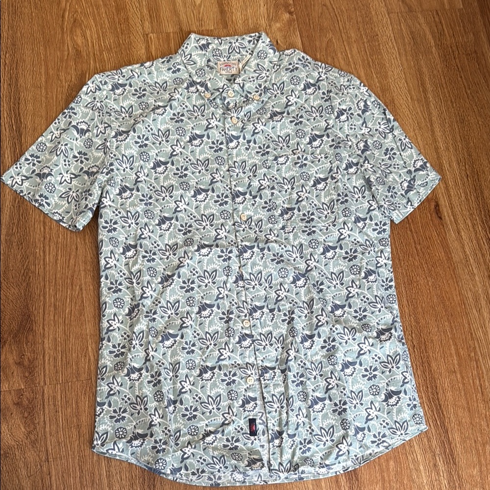 Faherty Blue and White Casual Button Down Shirt Artistic Flair